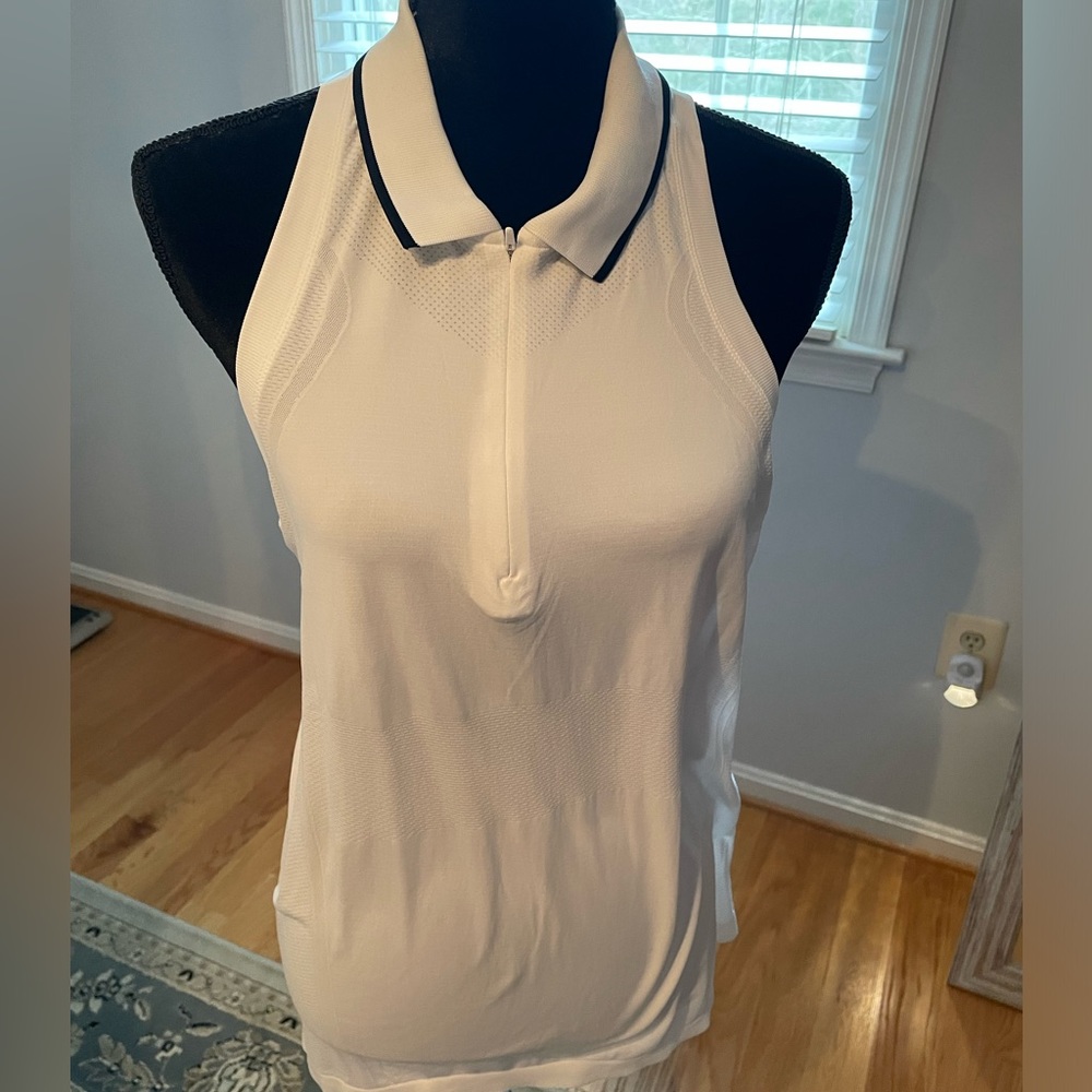 Athleta NWT white collared Racerback tank